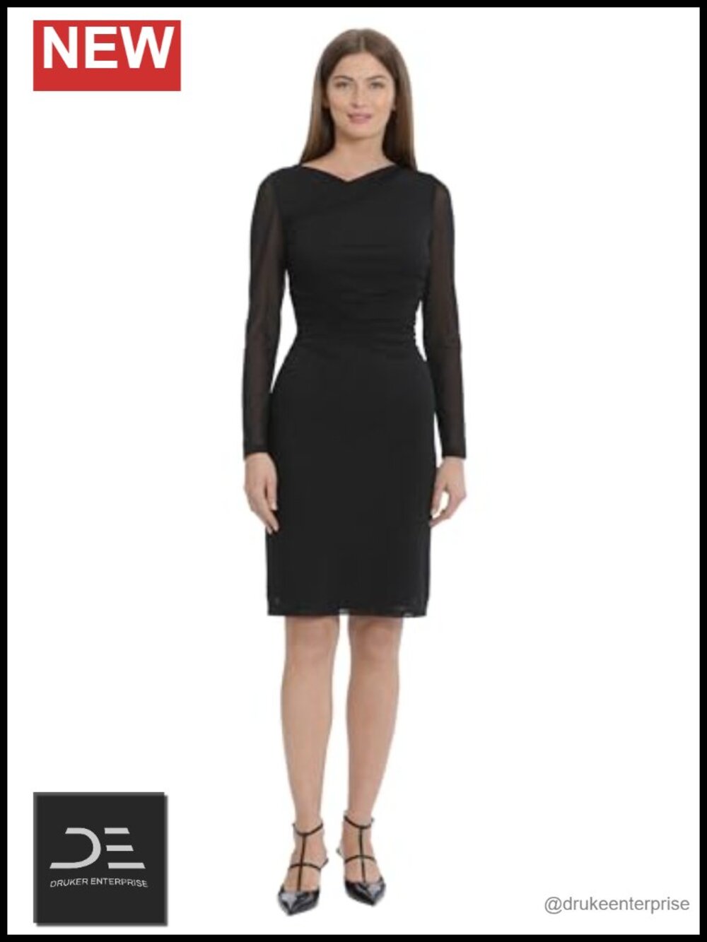 Women's Long Sleeve Sheath Dress Occasion Knee Length